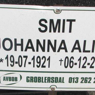 SMIT Johanna Alida 1921-2009