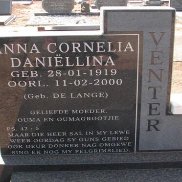 VENTER Anna Cornelia Daniellina nee DE LANGE 1919-2000