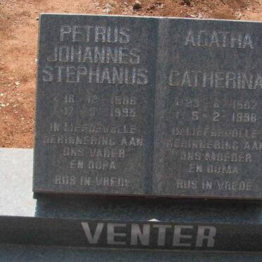 VENTER Petrus Johannes Stephanus 1906-1995 &amp; Agatha Catherina 1907-1998