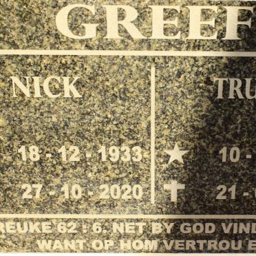 GREEF Nic 1933-2020 &amp; Trudie 1941-2021