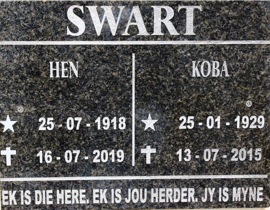 SWART Hen 1918-2019 &amp; Koba 1929-2015