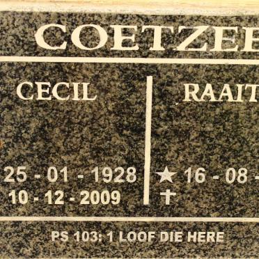 COETZEE Cecil 1928-2009 &amp; Raaitjie 1935-