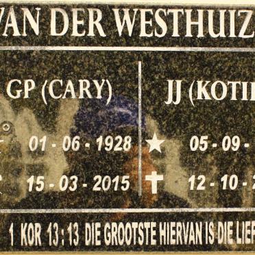 WESTHUIZEN G.P., van der 1928-2015 &amp; J.J 1927-2020