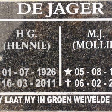 JAGER H.G. 1926-2011 &amp; M.J. 1932-2009