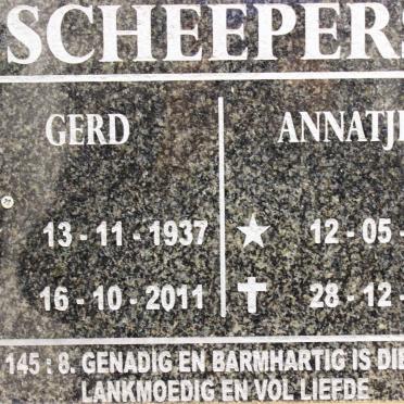 SCHEEPERS Gerd 1937-2011 &amp; Annatjie 1946-2018