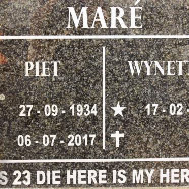 MARE Piet 1934-2017 &amp; Wynette 1936-