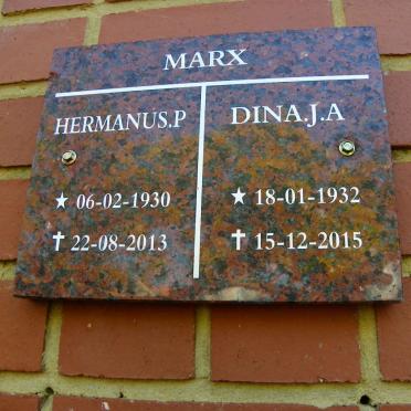 MARX Hermanus P. 1930-2013 &amp; Dina J.A. 1932-2015