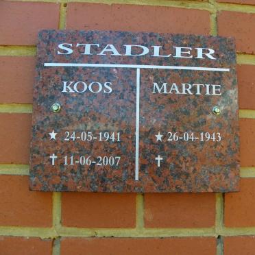 STADLER Koos 1941-2007 &amp; Martie 1943-