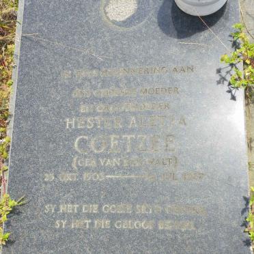 COETZEE Hester Aletta nee VAN DER WALT 1903-1977