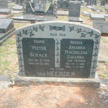 HEERDEN Pieter Schalk, van 1876-1961 &amp; Johanna Magdalena Susanna PRETORIUS 1886-1962