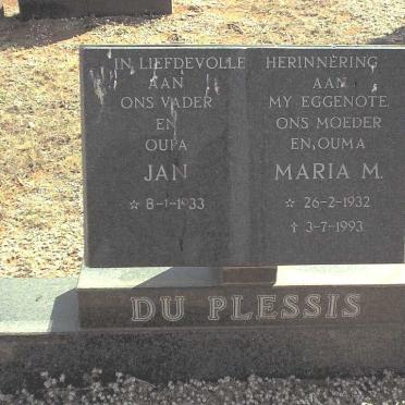 PLESSIS Jan, du 1933- &amp; Maria M. 1932-1993
