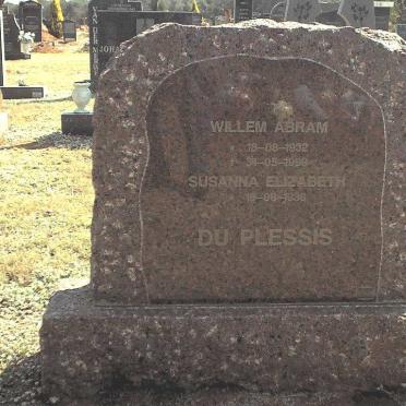 PLESSIS Willem Abram, du 1932-1998 &amp; Susanna Elizabeth 1936-