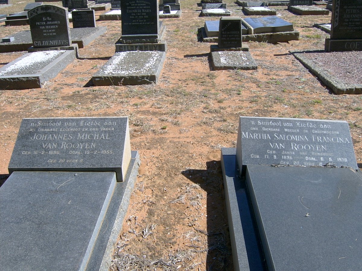 ROOYEN Johannes Michal, van 1896-1955 &amp; Martha Salomina Francina JANSE VAN RENSBURG 1896-1978