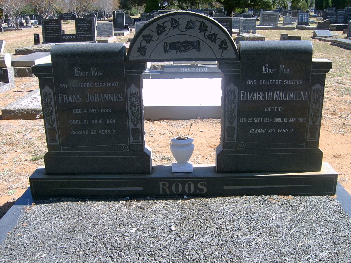 ROOS Frans Johannes 1888-1964 &amp; Elizabeth Magdalena 1894-1983