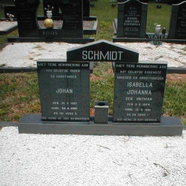 SCHMIDT Johan 1921-2001 &amp; Isabella Johanna SNYMAN 1924-1981