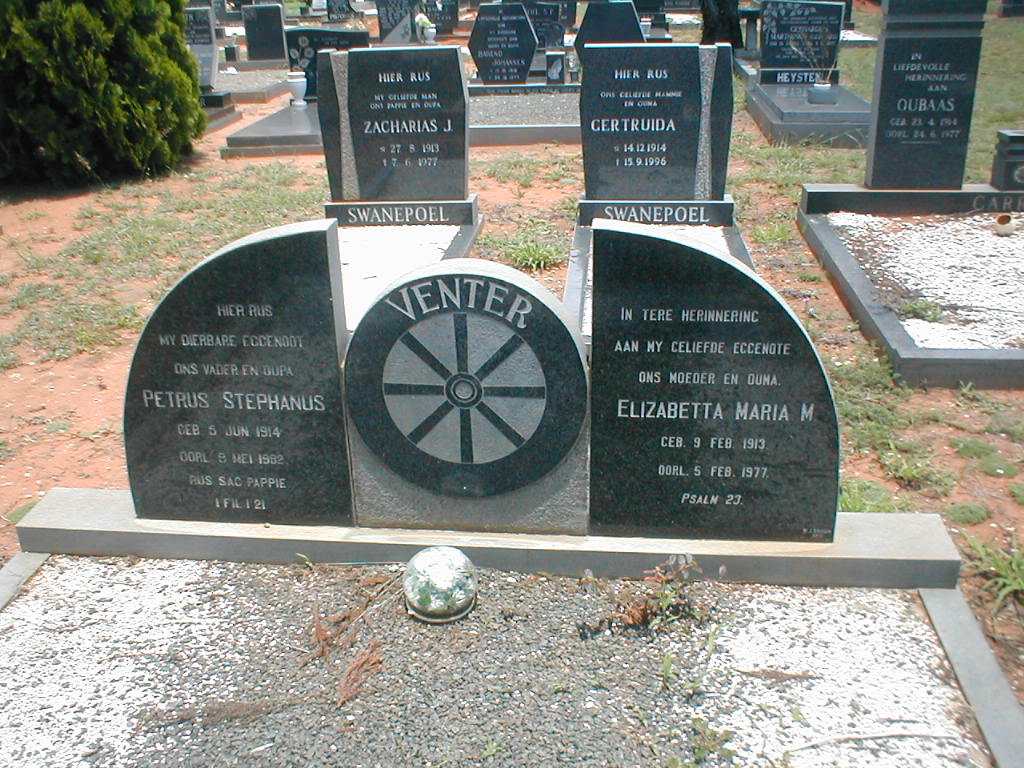 VENTER Petrus Stephanus 1914-1982 &amp; Elizabetta Maria M. 1913-1977