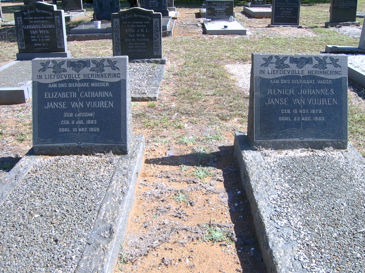 VUUREN Renier Johannes, Janse van 1879-1960 &amp; Elizabeth Catharina nee LATEGAN 1883-1959