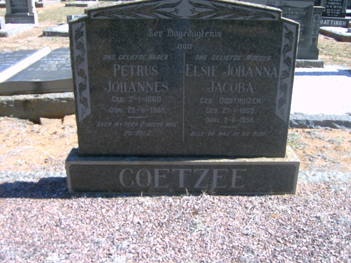 COETZEE Petrus Johannes 1860-1955 &amp; Elsie Johanna Jacoba OOSTHUIZEN 1865-1955