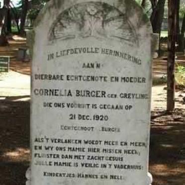 BURGER Cornelia nee GREYLING -1920