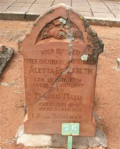 ROOYEN Aletta Elizabeth, van 1896-1901 :: VAN ROOYEN Maatje Maria 1898-1901