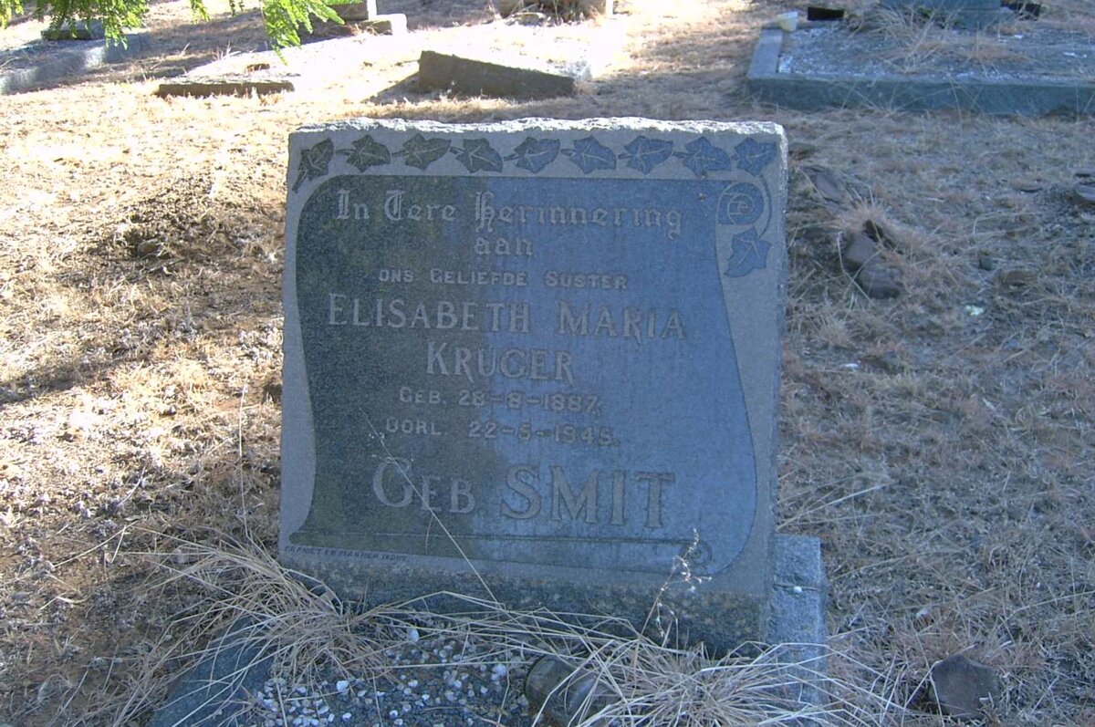 KRUGER Elizabeth Maria nee SMIT 1887-1945