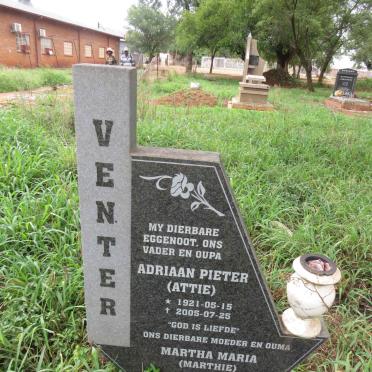 VENTER Adriaan Pieter 1921-2005 & Martha Maria 1933-