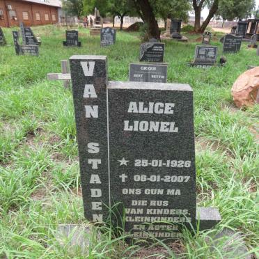 STADEN Alice Lionel, van 1926-2007