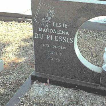 PLESSIS Elsje Magdalena, du nee COETSER 1896-1988
