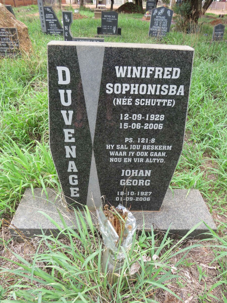 DUVENAGE Johan Georg 1927-2006 & Winifred Sophonisba SCHUTTE 1928-2006