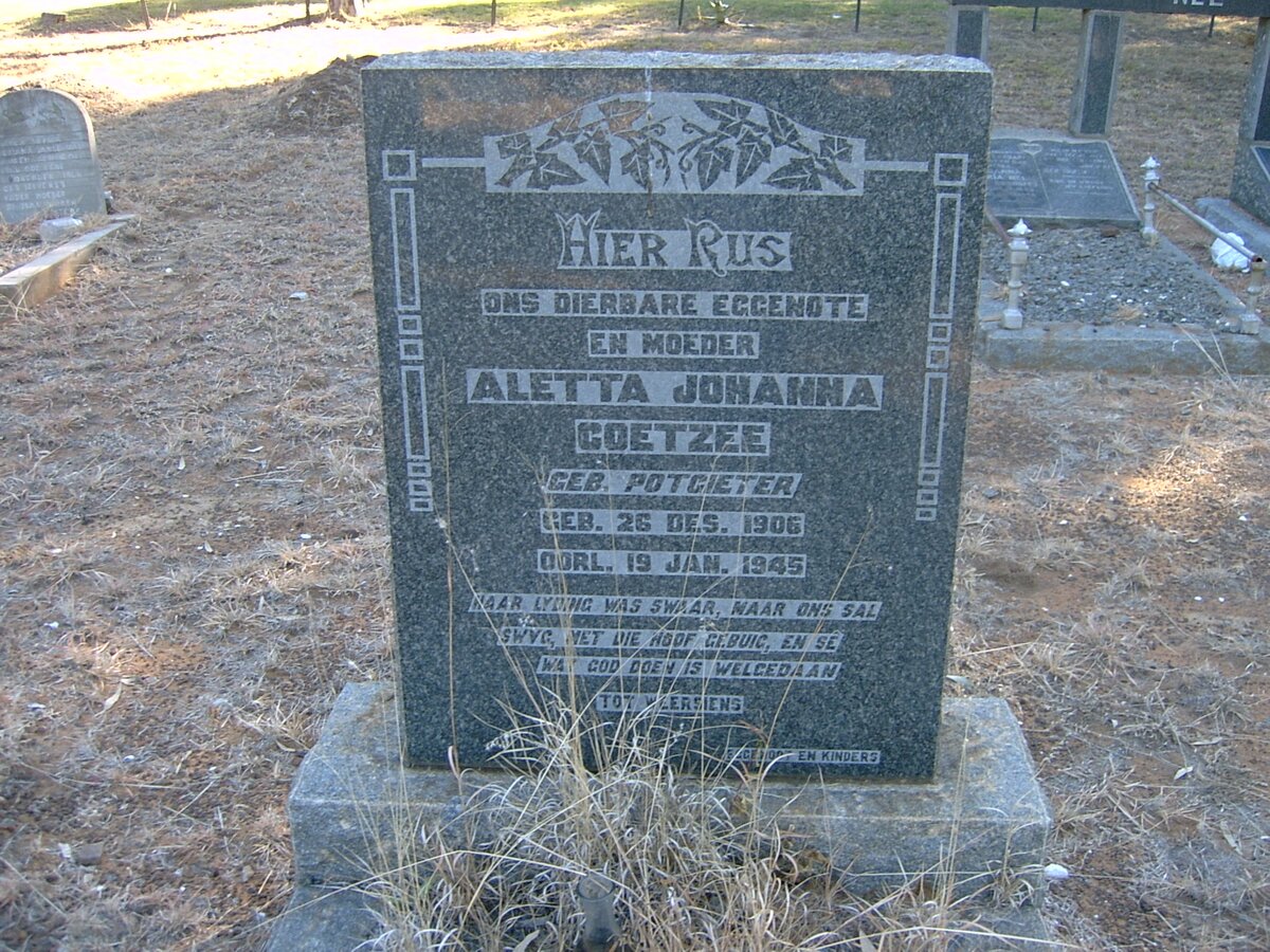 COETZEE Aletta Johanna nee POTGIETER 1906-1945