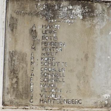 3. Gedenkplaat: Burgers - Anglo Boere Oorlog 1899-1902