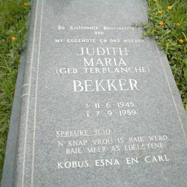 BEKKER Judith Maria nee TERBLANCHE 1945-1989