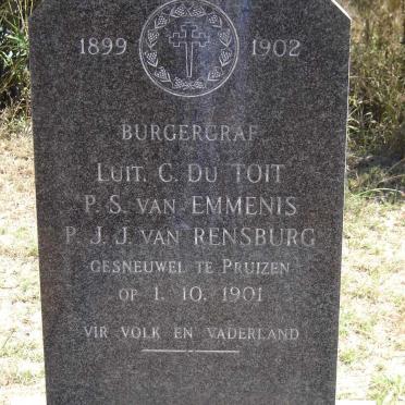 TOIT Christoffel, du 1872-1901 :: JANSE VAN RENSBURG Petrus Johannes 1881-1901 :: VAN EMMENES Petrus Stefanus -1901 