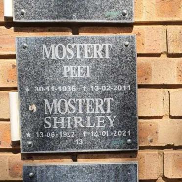 MOSTERT Peet 1936-2011 &amp; Shirley 1942-2021