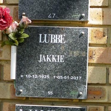 LUBBE Jakkie 1925-2017