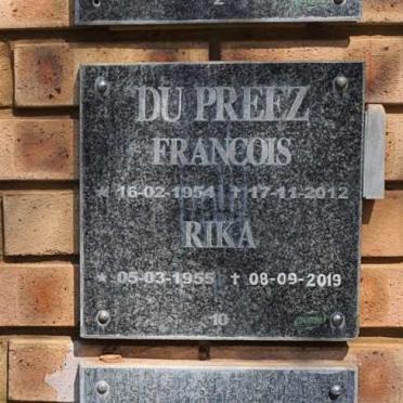 PREEZ Francois, du 1954-2012 &amp; Rika 1955-2019