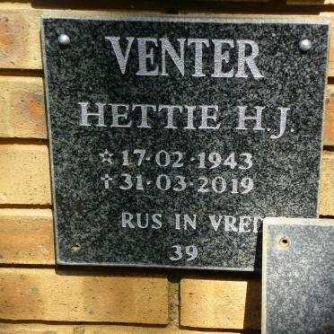 VENTER Hettie H.J. 1943-2019