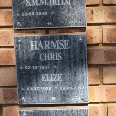 HARMSE Chris 1937- &amp; Elize 1938-2013