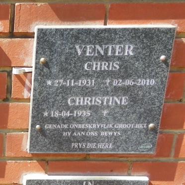 VENTER Chris 1931-2010 &amp; Christine 1935-