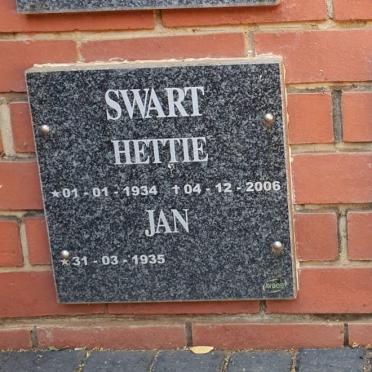 SWART Jan 1935- &amp; Hettie 1934-2006