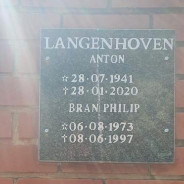 LANGENHOVEN Anton 1941-2020 :: LANGENHOVEN Bran Philip 1973-1997