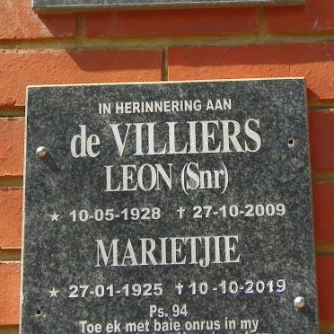 VILLIERS Leon, de 1928-2009 &amp; Marietjie 1925-2019