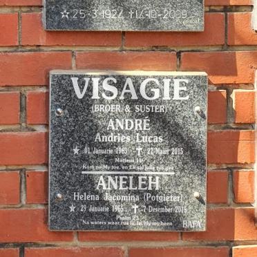 VISAGIE Andre Andries Lucas 1963-2015 :: POTGIETER Aneleh Helena Jacomina nee VISAGIE 1965-2015