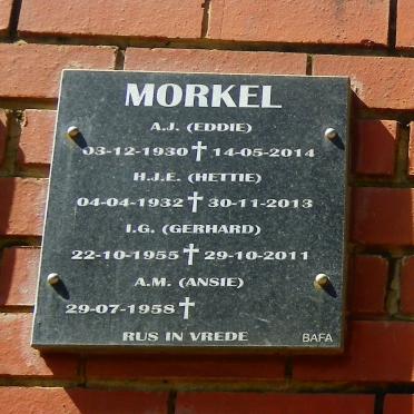 MORKEL A.J. 1930-2014 &amp; H.J.E. 1932-2013 :: MORKEL I.G. 1955-2011 &amp; A.M. 1958-