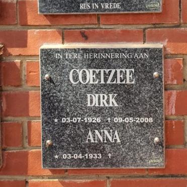 COETZEE Dirk 1926-2008 &amp; Anna 1933-