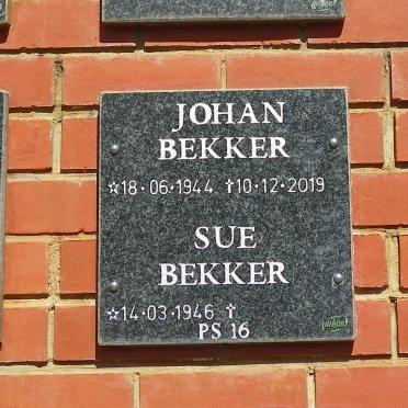 BEKKER Johan 1944-2019 &amp; Sue 1946-