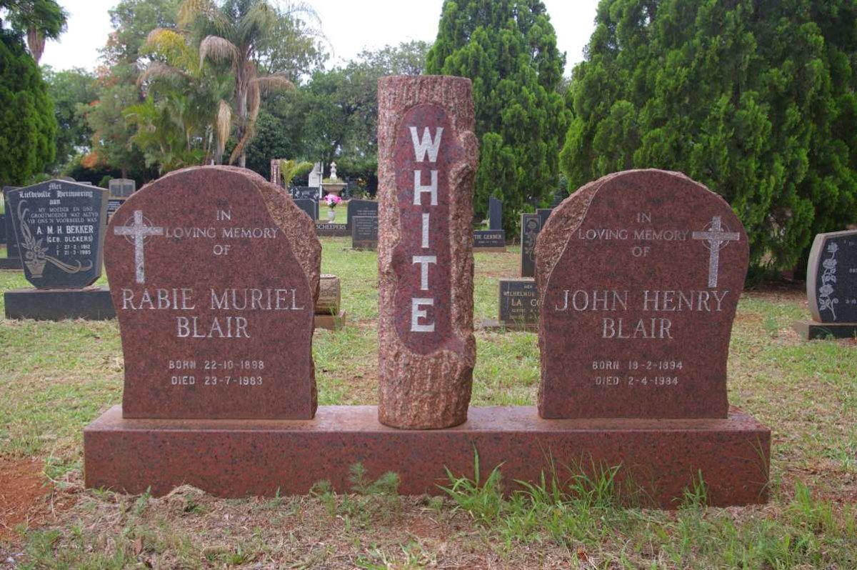 WHITE John Henry Blair 1894-1984 :: WHITE Rabie Muriel Blair 1898-1983