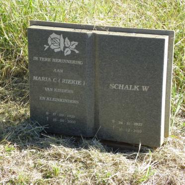 ? Schalk W. 1927-2016 &amp; Maria C. 1929-2003