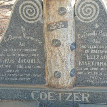 COETZER Petrus Jacobus 1882-1963 &amp; Elizabeth Marthina DEYSEL 1887-1967