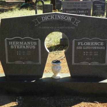 DICKINSON Hermanus Stephanus 1915-2005 &amp; Florence LLOYD-TOWNSEND 1927-2004